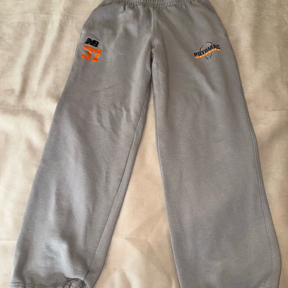 New Balance  Light Gray Joggers with Orange Accents